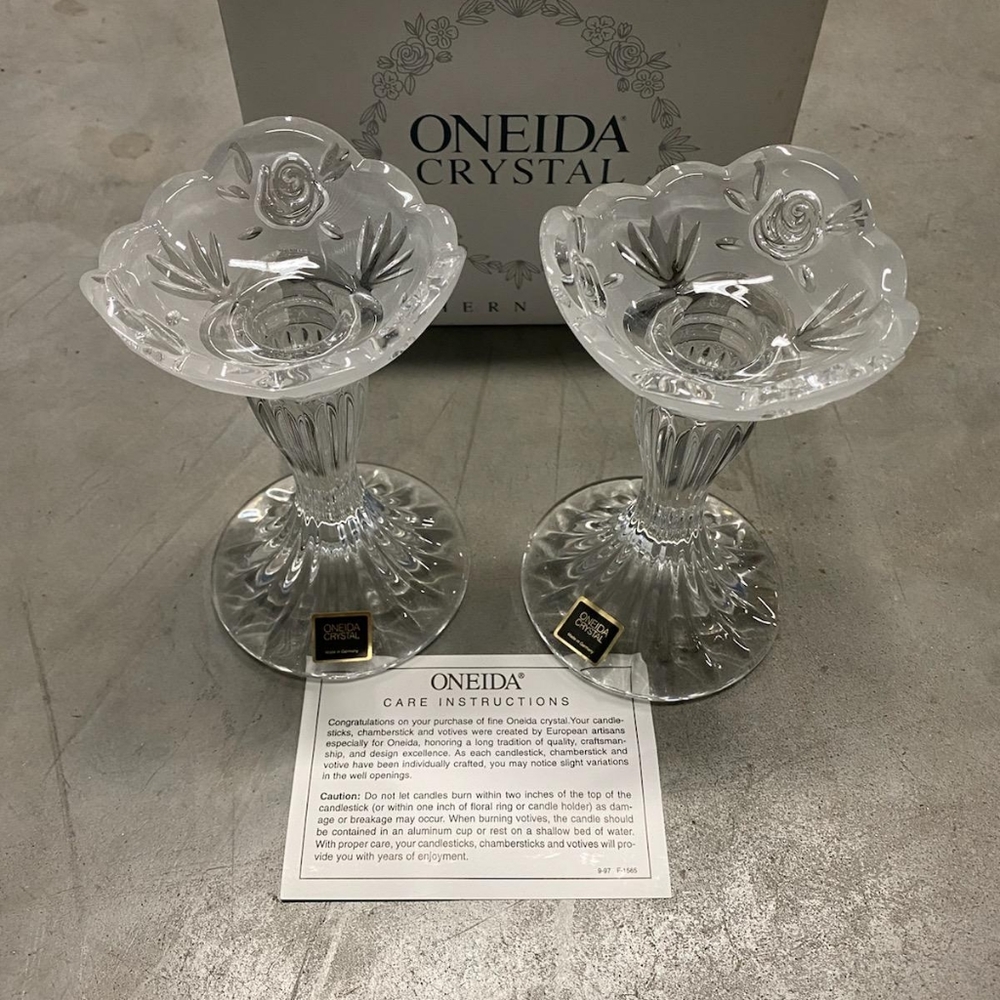 Crystal Candlesticks, “Southern Garden”, Set of Tw